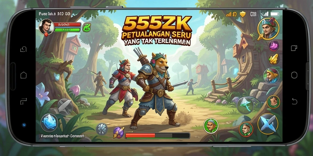 Gameplay seru 555ZK dengan banyak petualangan menarik.