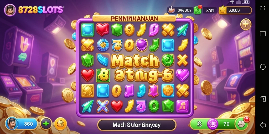 Tampilan gameplay seru dalam 8728SLOTS, penuh tantangan Match-3.