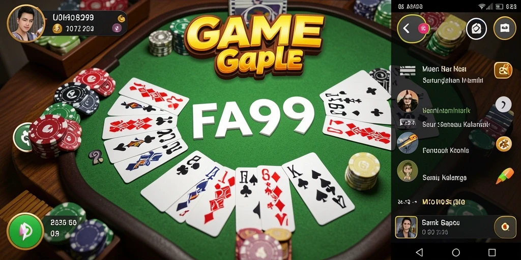 Tampilan gameplay seru FA99 dalam bermain Gaple.