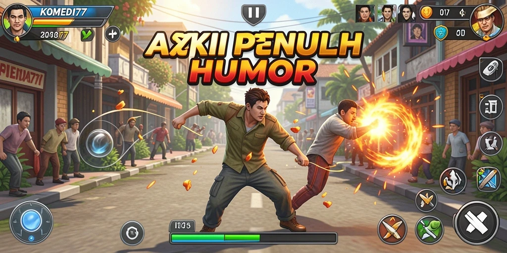 Screenshot gameplay KOMEDI77 menampilkan aksi seru dengan karakter unik.