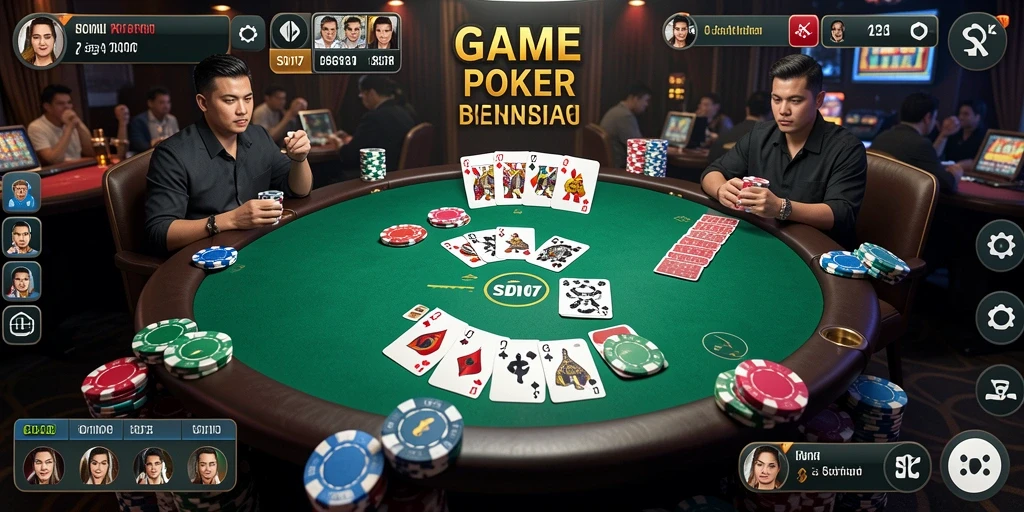 Tampilan gameplay yang mengasyikkan dalam Poker.