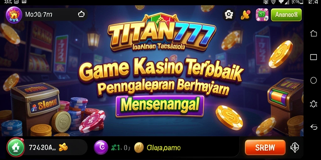 Tampilan seru gameplay Kasino di TITAN777 dengan efek suara menarik.